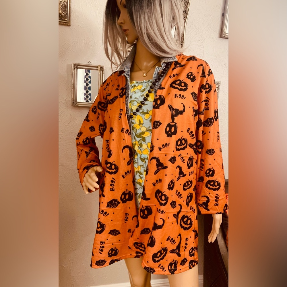 Witchy orange and black cardigan